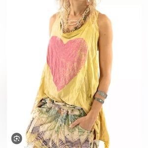 NWT MAGNOLIA PEARL I LOVE YOU SO MUCH COTTON Paz Tank NEVER Worn Marigold